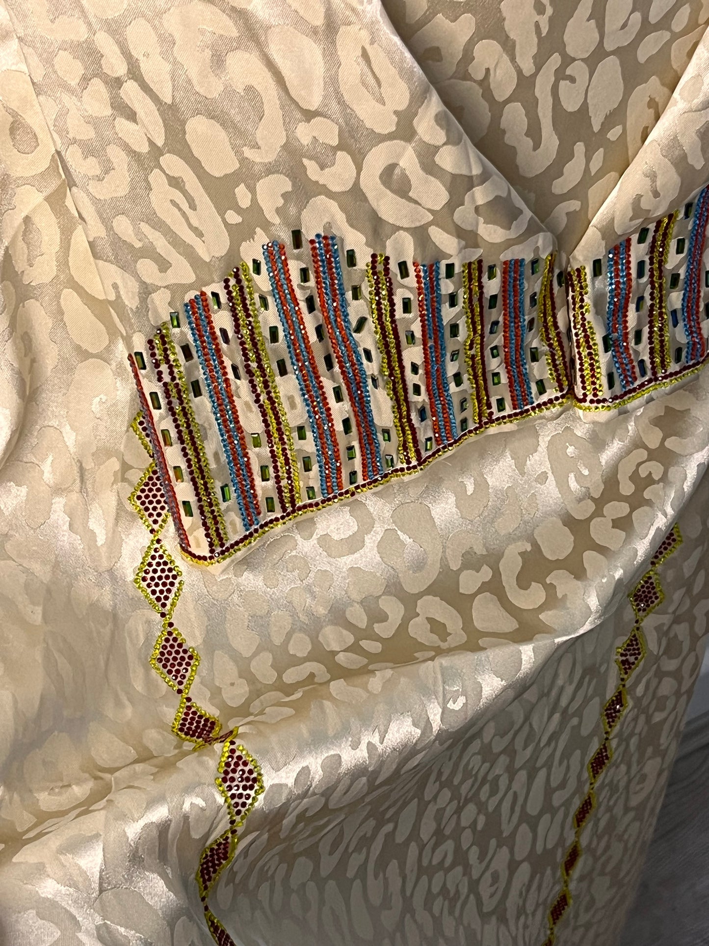 Italian silk leopard print corset makhawar