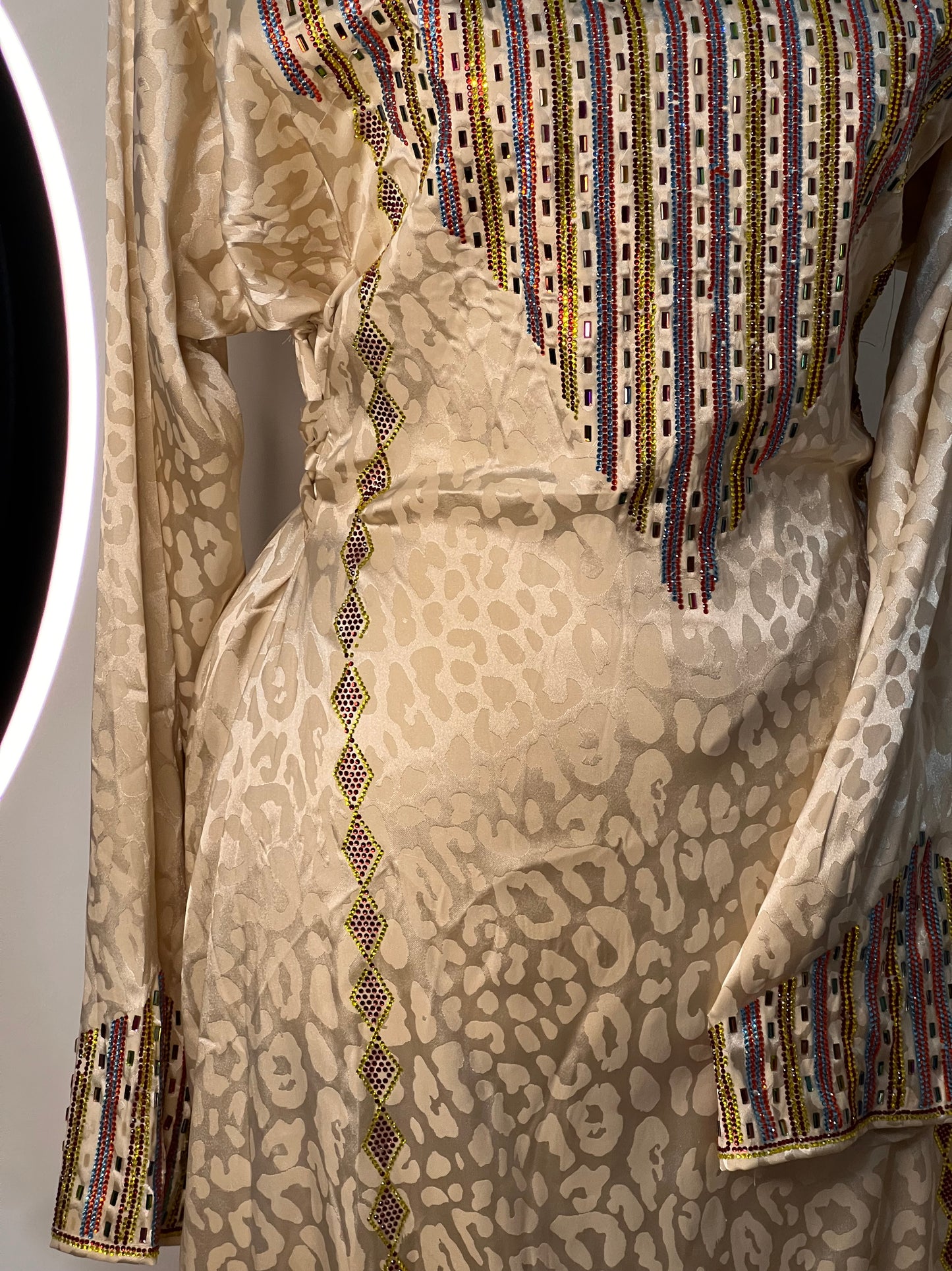 Italian silk leopard print corset makhawar