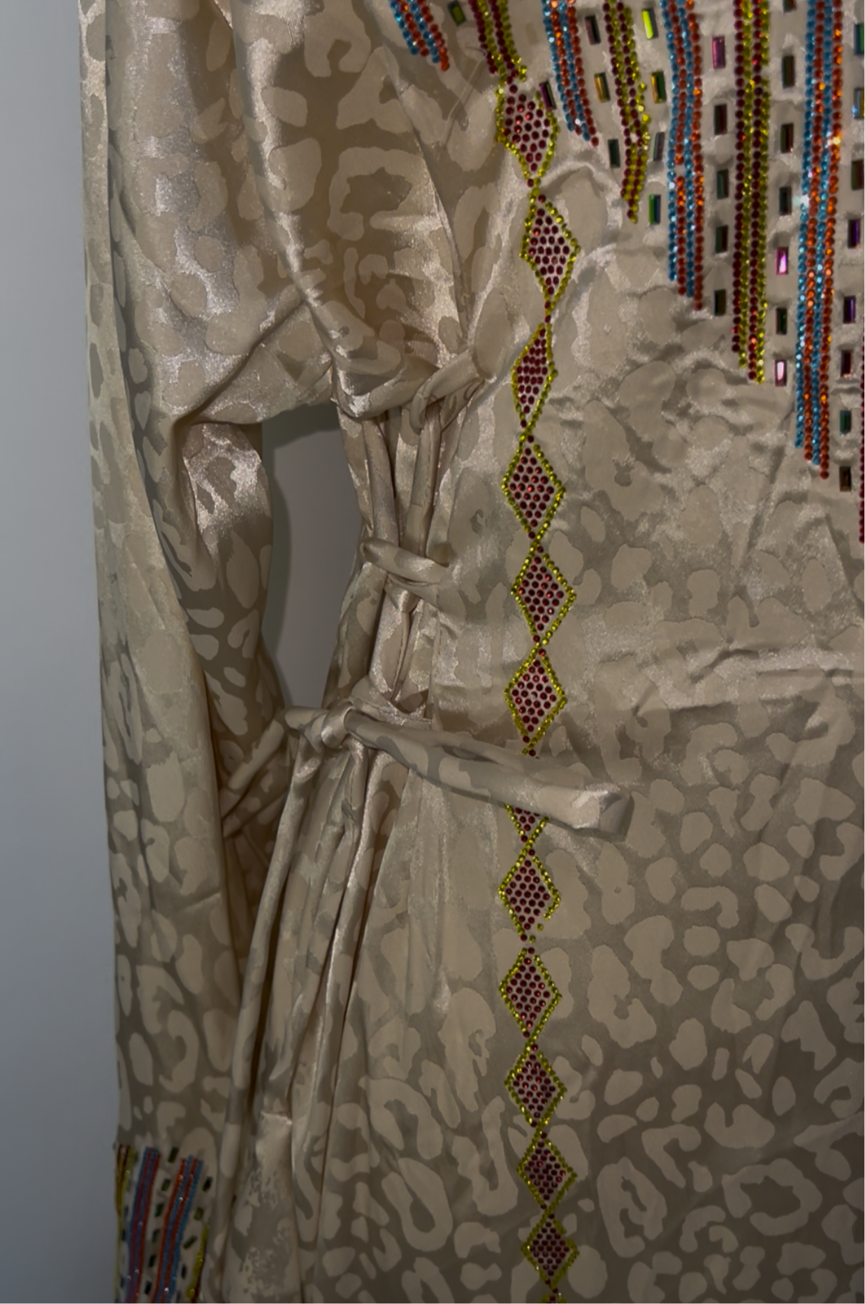 Italian silk leopard print corset makhawar